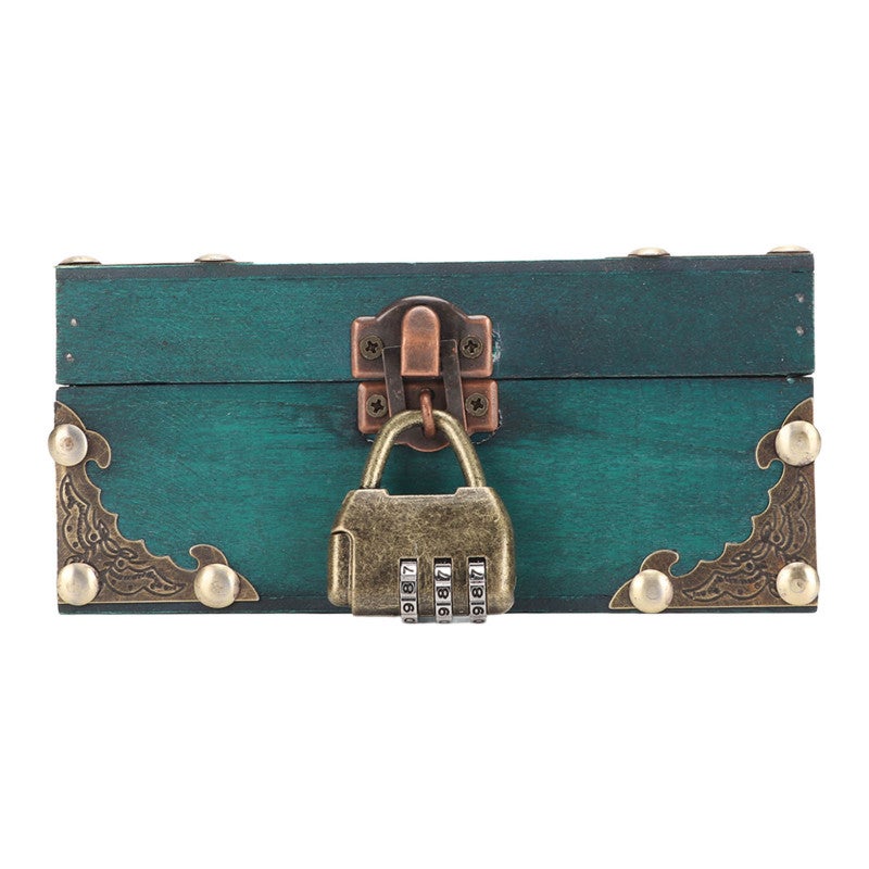 Wood Treasure Box With Combination Lock Reinforced Corners - Durable Plywood Jewelry Storage Case Vintage Decorative Keepsake Box for Home Decor - Image 4