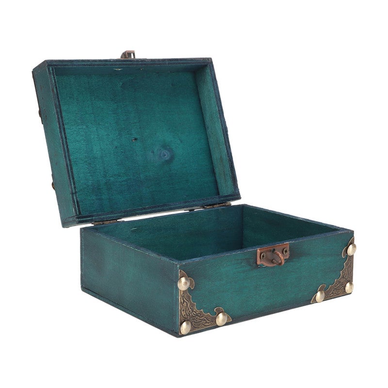 Wood Treasure Box With Combination Lock Reinforced Corners - Durable Plywood Jewelry Storage Case Vintage Decorative Keepsake Box for Home Decor - Image 5