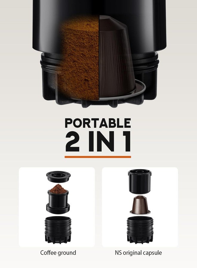 PHCOHIDO Portable Coffee Maker for Travel & Camping, Travel Lightweight Coffee Machines, Manually Operated, Compatible with Ground Coffee & NS Capsule Black - Image 3