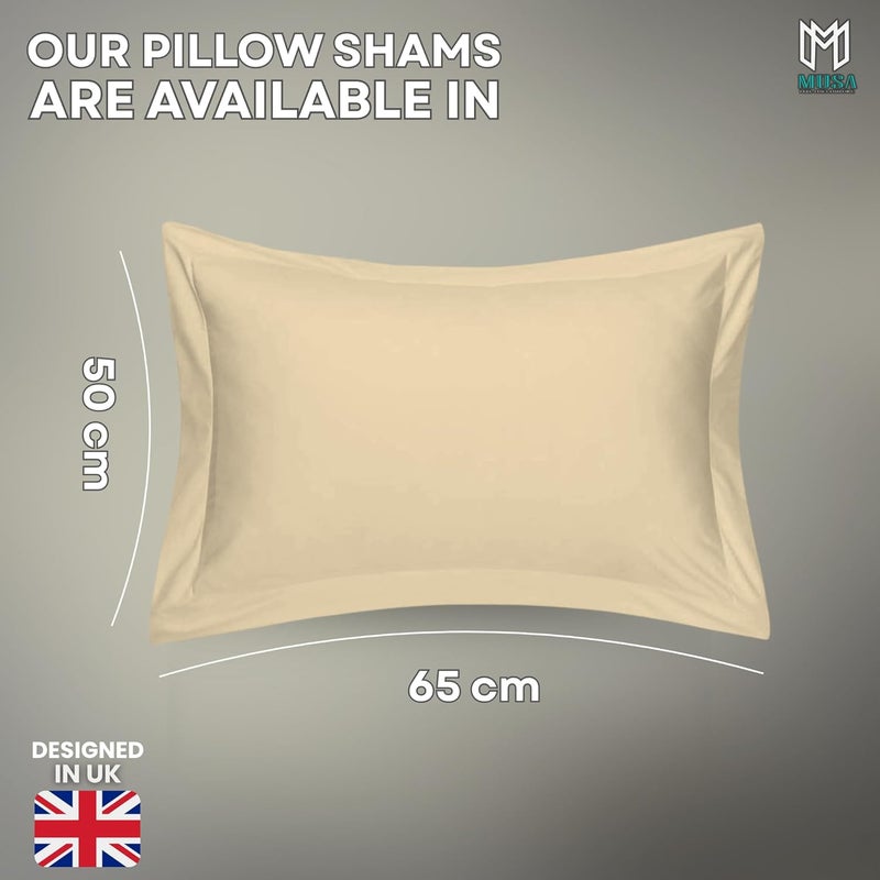 MUSA MUSA® Cotton Pillow Cover Shams - Washable Pillowcases for Sofa Cushions, Bedrooms & Dorm Decor | Hotel Quality Pillow Covers with Envelope Closure & 5cm Side Frame (2, Beige, 50 x 65cm) - Image 2