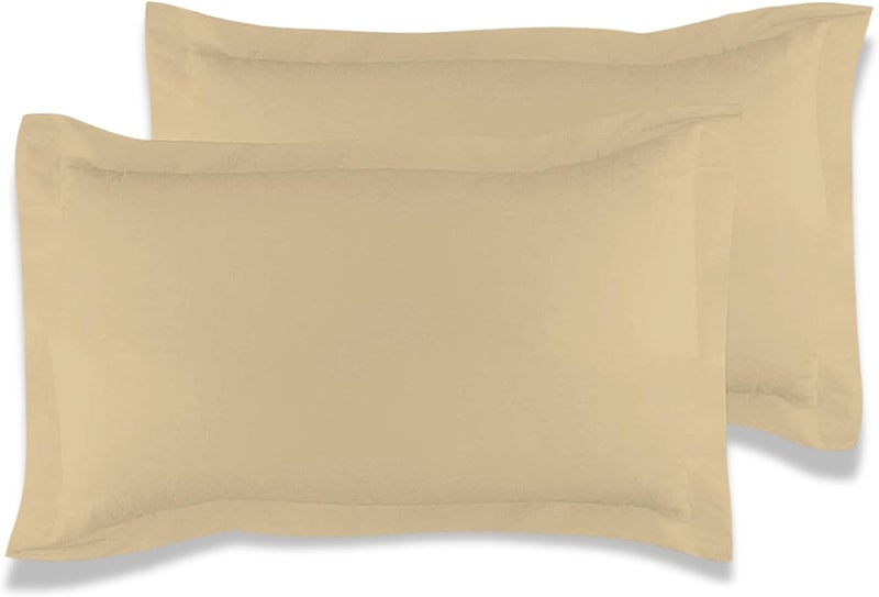 MUSA MUSA® Cotton Pillow Cover Shams - Washable Pillowcases for Sofa Cushions, Bedrooms & Dorm Decor | Hotel Quality Pillow Covers with Envelope Closure & 5cm Side Frame (2, Beige, 50 x 65cm) - Image 1