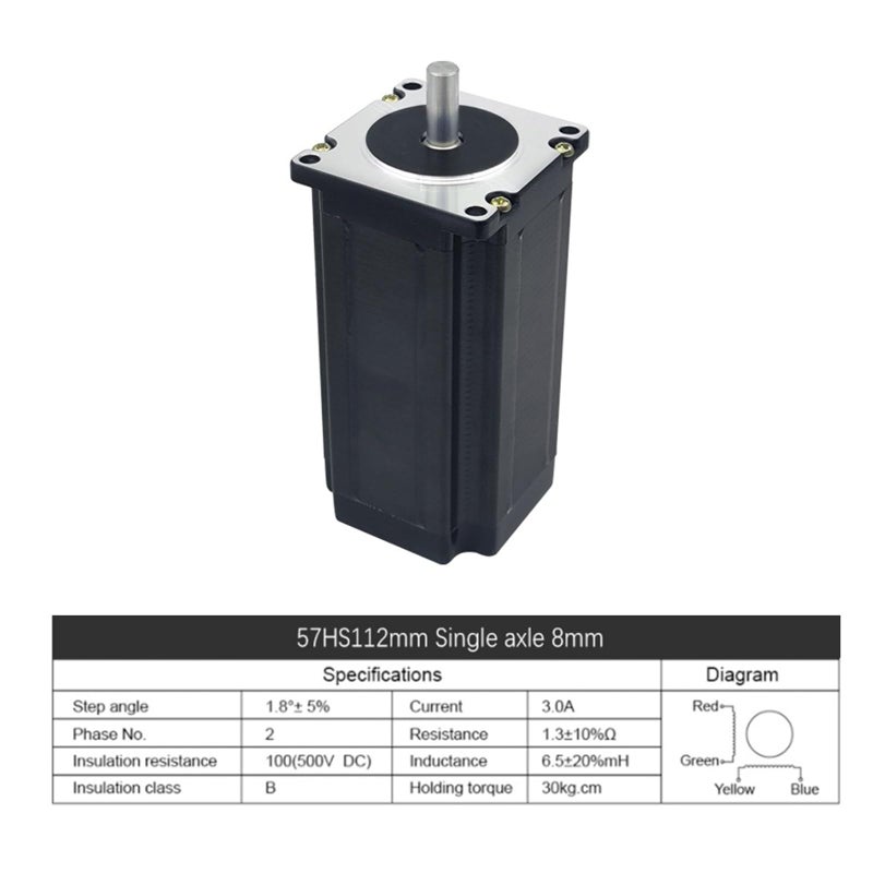 محرك خطوي Nema23 57HS112 3N.m 3A ثنائي الطور 4 أطراف طول 112 ملم عمود مفرد 8 ملم للطابعة ثلاثية الأبعاد - Image 4