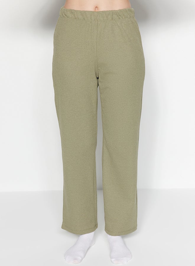 trendyol Green Waffle Tshirt-Pants Knitted Pajama Set - Image 5