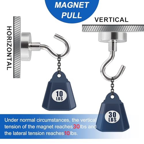 LOVIMAG Neodymium Strong Magnetic Hooks,30Lbs Rare Earth Magnets Heavy Duty with Hook for Refrigerator,Ceiling Magnets for Hanging,Cruise,Curtain and Kitchen etc- 45 Pack - Image 4