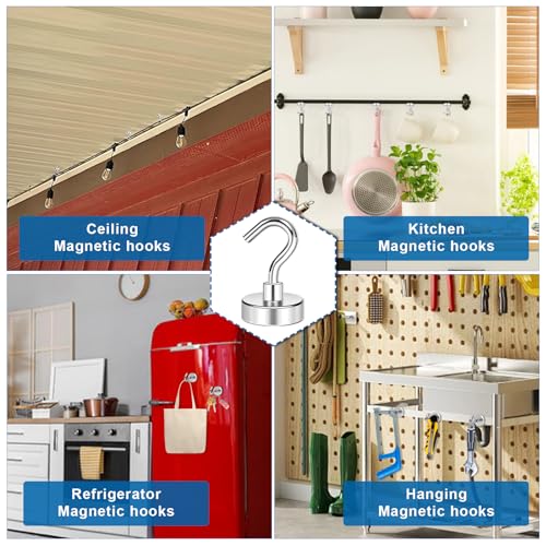 LOVIMAG Neodymium Strong Magnetic Hooks,30Lbs Rare Earth Magnets Heavy Duty with Hook for Refrigerator,Ceiling Magnets for Hanging,Cruise,Curtain and Kitchen etc- 45 Pack - Image 3