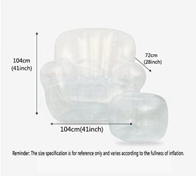 Transparent Inflatable Couch Chair Sofa Double Persons Clear Inflatable Chair Blow Up Couch Bean Bag Lazy Sofachair Camping Furniture for Backyard Lakeside Beach Traveling Campin, Yellow, One Size - Image 2
