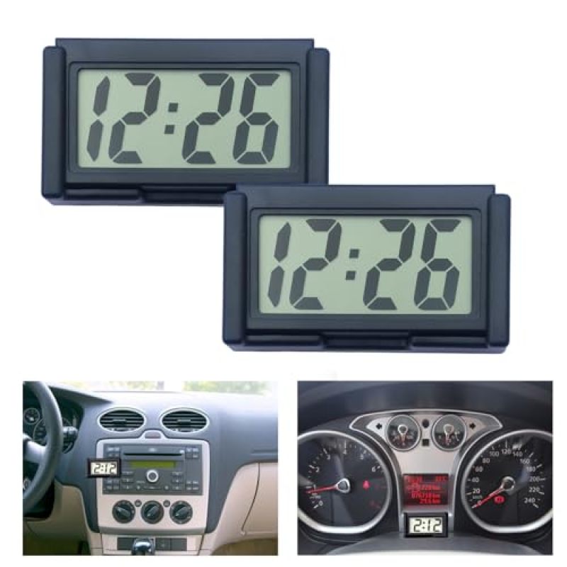 Digital Car Clock: 6.1 X 3.81 X 3.3 Cm Black 41G, Magnetic Tool-Free Mounting, Battery-Operated Wireless Placement - Built-In 60-Second Stopwatch, Large Clear Display With Date Viewing, Dashboard Cloc - Image 1