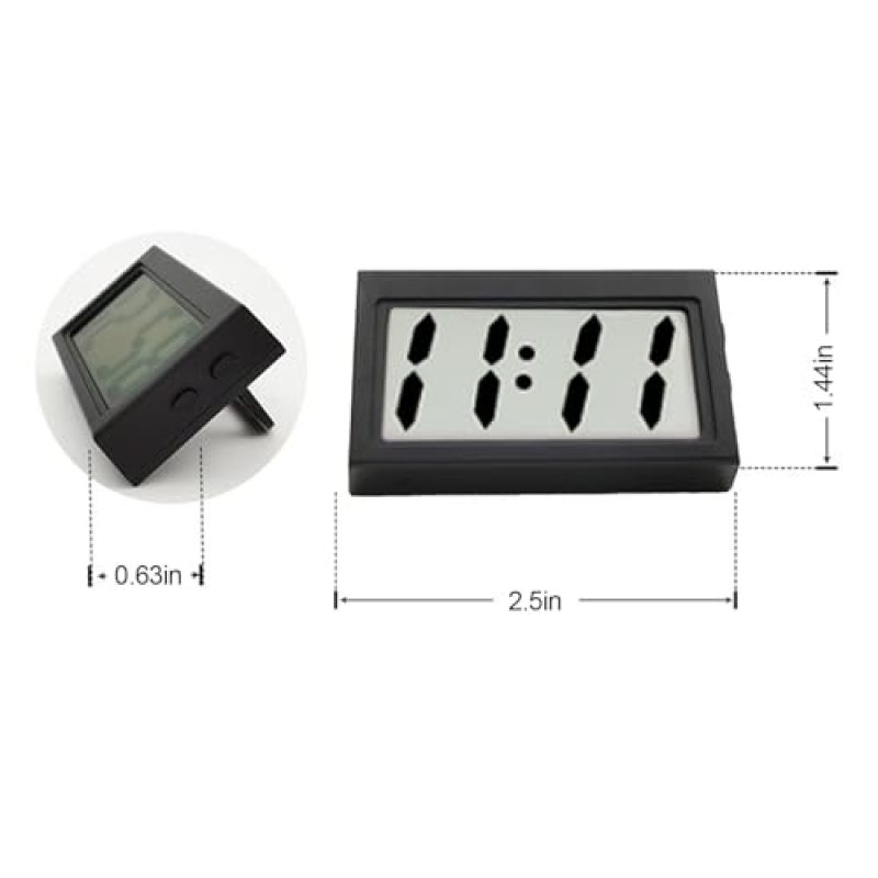 Digital Car Clock: 6.1 X 3.81 X 3.3 Cm Black 41G, Magnetic Tool-Free Mounting, Battery-Operated Wireless Placement - Built-In 60-Second Stopwatch, Large Clear Display With Date Viewing, Dashboard Cloc - Image 2