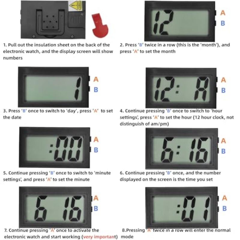 Digital Car Clock: 6.1 X 3.81 X 3.3 Cm Black 41G, Magnetic Tool-Free Mounting, Battery-Operated Wireless Placement - Built-In 60-Second Stopwatch, Large Clear Display With Date Viewing, Dashboard Cloc - Image 3