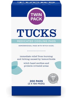 Tucks TUCKS Medicated Cooling Pads, 200 Count – Hemorrhoid Pads with Witch Hazel, Cleanses Sensitive Areas, Protects from Irritation, Hemorrhoid Treatment, Medicated Pads Used by Hospitals  - Image 1
