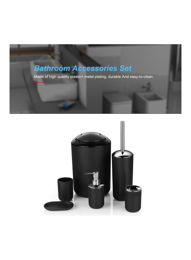 6-Piece Bathroom Accessories Set Black 19 x 19 x 28cm  - Image 2