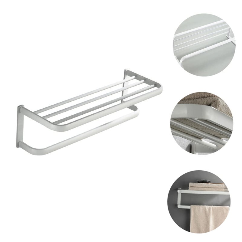 White Towel Rack for Bathroom Garneck Toilet Storage Easy to Use Simple Design - Image 3
