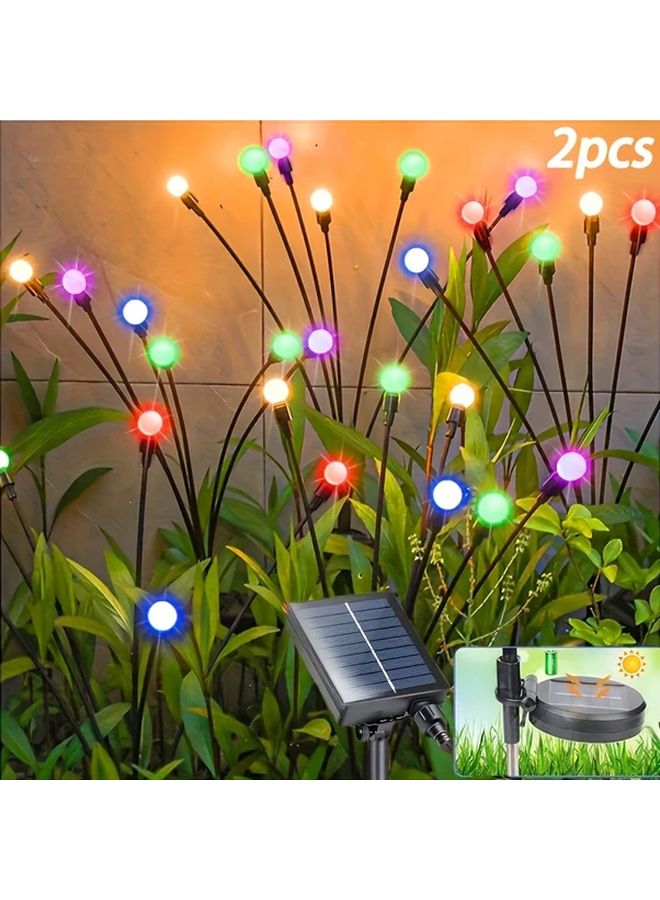 2pcs Solar 12LED Multicolor Firefly Garden Lights Wind Swaying All Weather Outdoor Decor - Image 1