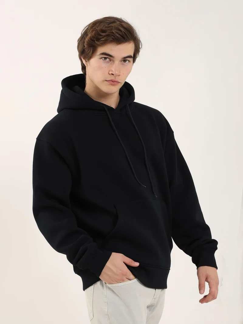 دوفي Navy Blue Men's Regular Fit Hooded Sweatshirt
