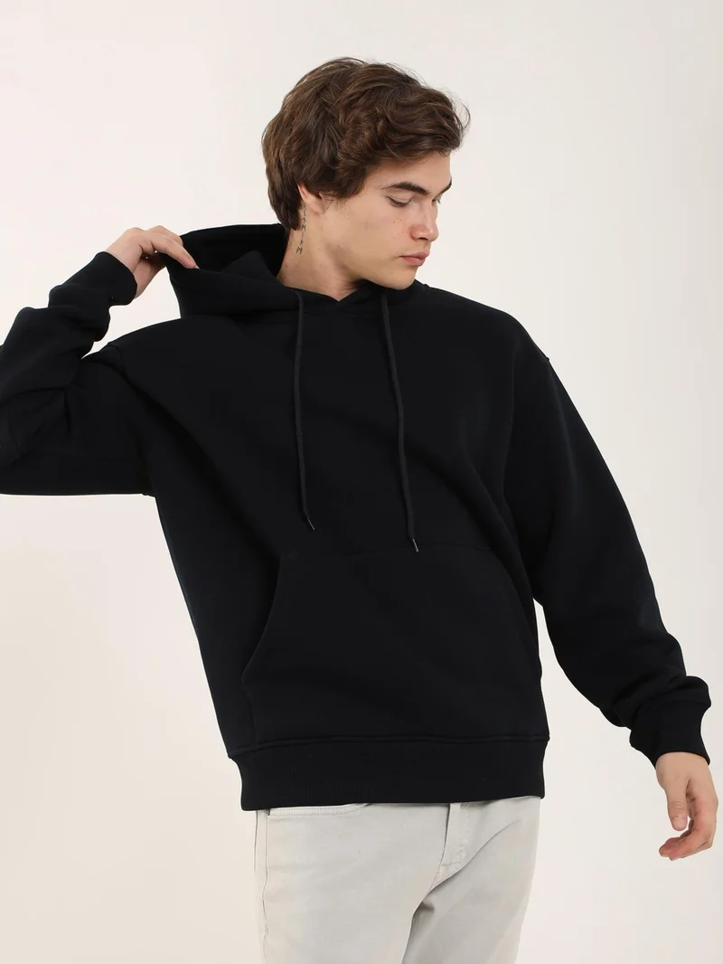 دوفي Navy Blue Men's Regular Fit Hooded Sweatshirt