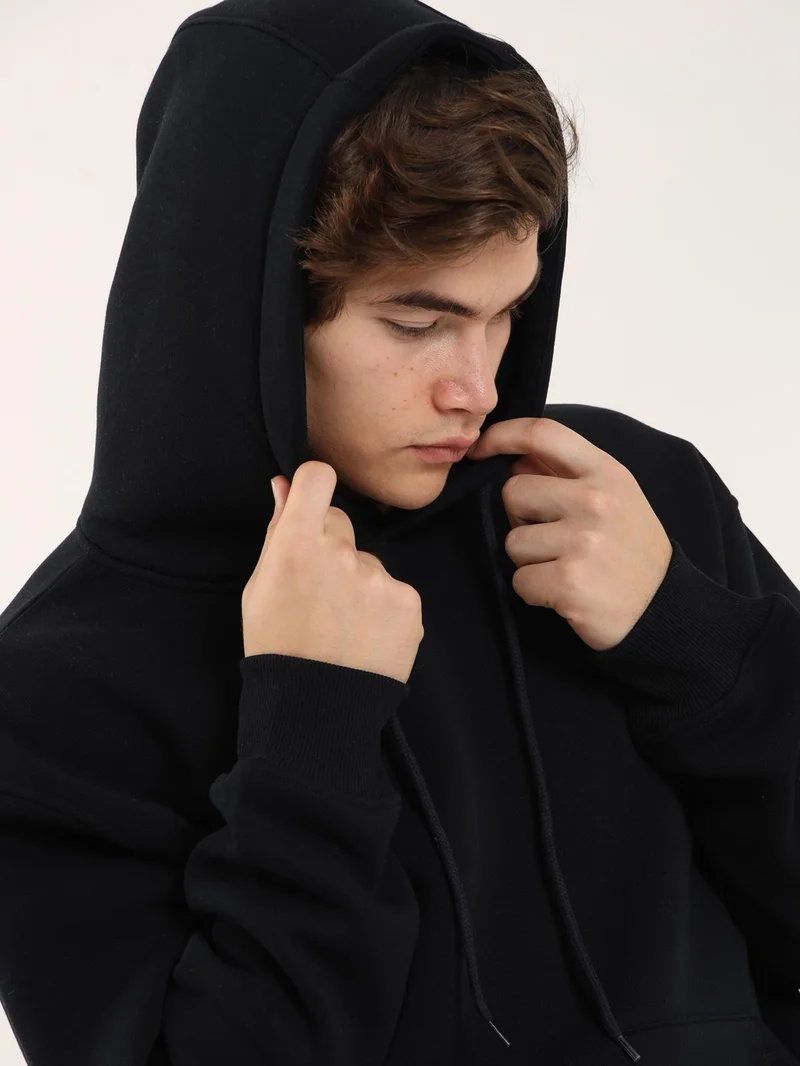 دوفي Navy Blue Men's Regular Fit Hooded Sweatshirt