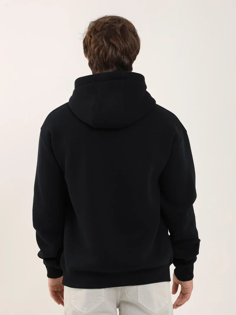 دوفي Navy Blue Men's Regular Fit Hooded Sweatshirt