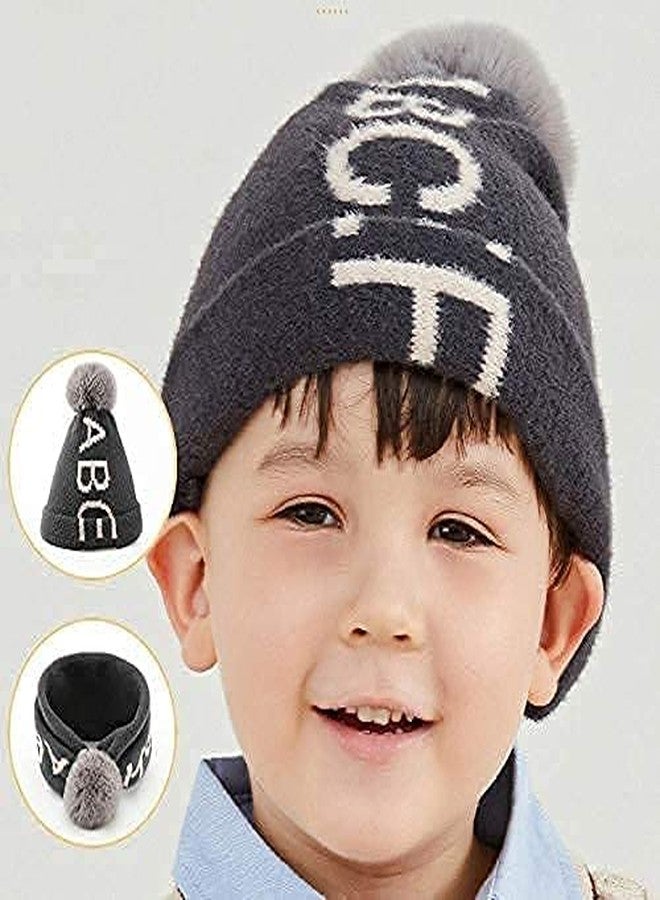Malvina Kid's Boy's and Girl's Winter Warm Woolen Alpha Beanie Cap/Neck Muffler with Soft Pom-Pom (Suitable for Age 3-10 Years Old, Free Size)-(Green) - Image 2