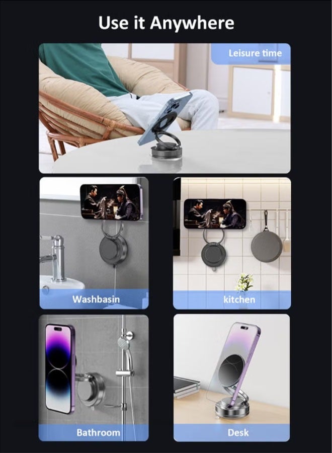 حامل هاتف مغناطيسي للسيارة - N54 مغناطيس مزدوج الطبقات يدور 360 درجة، مقاوم للحرارة، نوع عالمي (مع لوحة معدنية) - Image 4