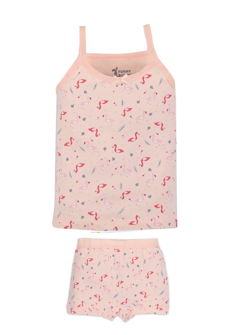 فاني باني فانى بانى باك يحتوي علي 2 طقم بناتي داخلي قطن توب حمالة رفيعة و شورت الوان - Image 4
