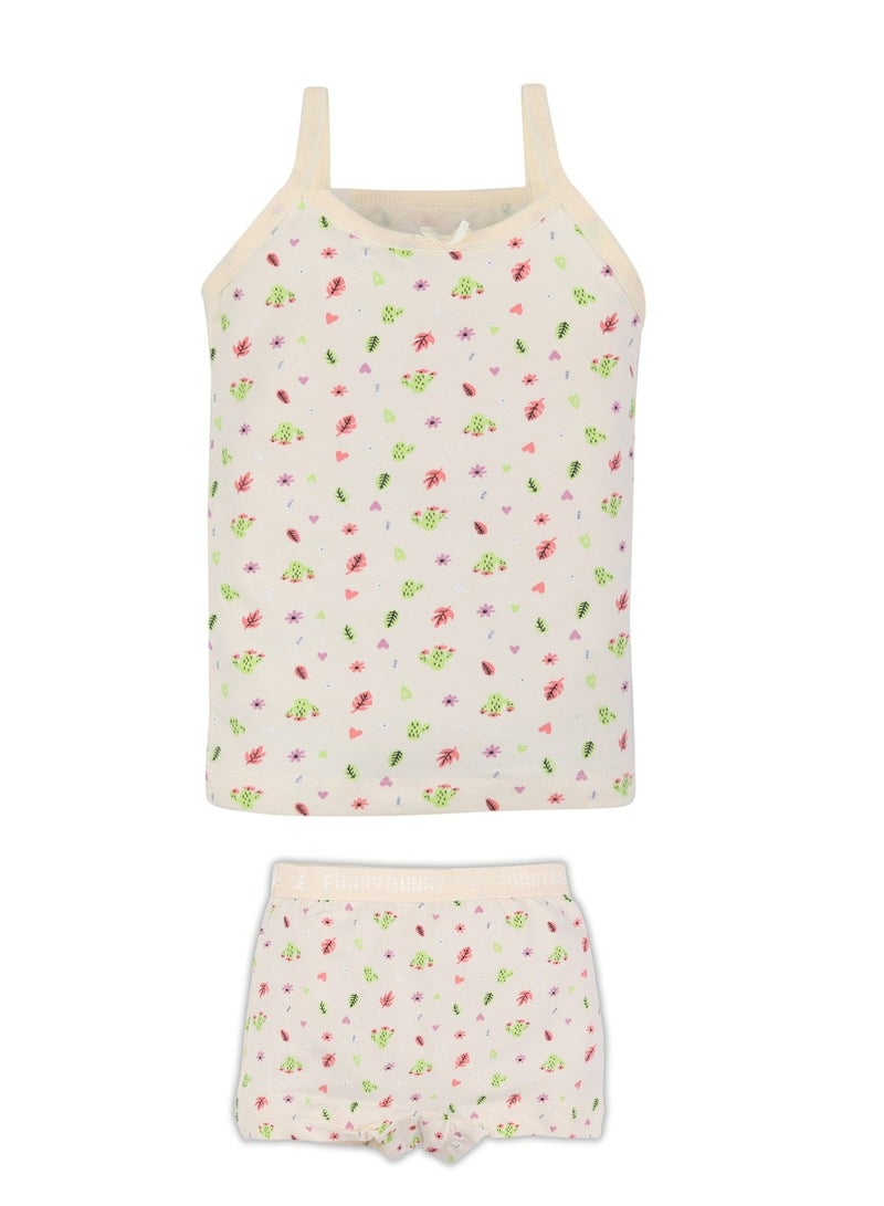 فاني باني فانى بانى باك يحتوي علي 2 طقم بناتي داخلي قطن توب حمالة رفيعة و شورت الوان - Image 5