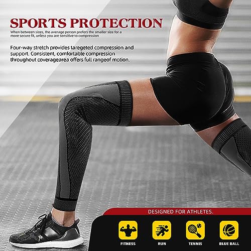 SKDK Full Leg Sleeves Long Compression Leg Sleeve Knee Sleeves with Side Stabilizers & Patella Gel Pads,for Basketball, Arthritis, Sport, Reduce Varicose Veins and Swelling of Legs ( Black-Spring, XL, Pair) - Image 3