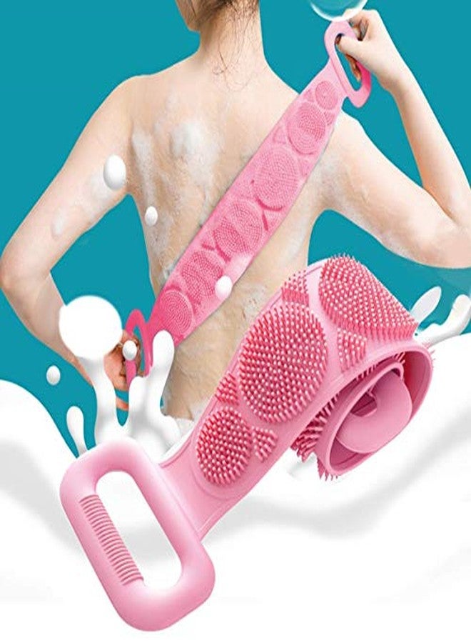 Geocell Silicone Body Back Scrubber Big Size 71x10cm, Double Side Bathing Brush for Skin Deep Clean, Dead Skin Removal Belt, Easy to Clean, Lathers Well for Men & Women (Body Scrubber)(Multicolor) - Image 1