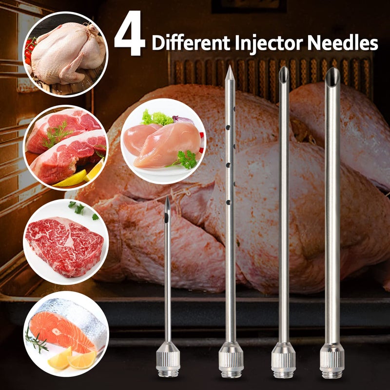 OFG BBQ Monster Meat Injector Syringe Kit with 4 Professional Marinade Injector Needles for BBQ Grill Smoker, Turkey and Brisket; 2-oz Large Capacity, Including Paper User Manual, Recipe E-Book (PDF) - Image 4