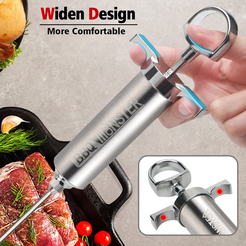 OFG BBQ Monster Meat Injector Syringe Kit with 4 Professional Marinade Injector Needles for BBQ Grill Smoker, Turkey and Brisket; 2-oz Large Capacity, Including Paper User Manual, Recipe E-Book (PDF) - Image 2