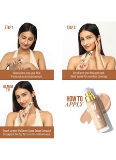MyGlamm Super Serum Foundation - 202W Sunny, 33 Gm | Liquid Foundation With Hyaluronic Acid | 8 Hr+ Long Lasting & Hydrating Foundation With Spf 30  - Image 2