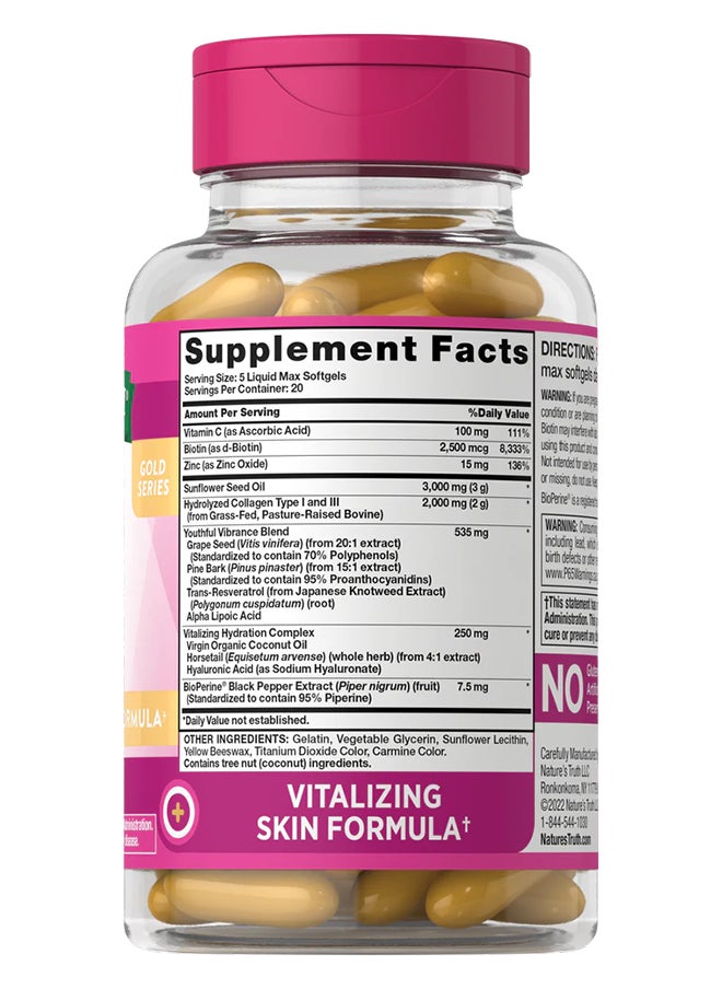 Nature's Truth - Therapeutic Grade Series Collagen Beauty, 100 Liquid Max Softgels - Image 1