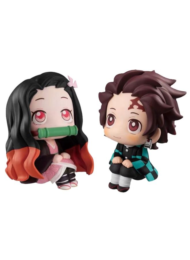 2-Piece Demon Slayer Statue Model Action Figure Toy Collection Set Suitable For Car And Table Decoration - Image 1