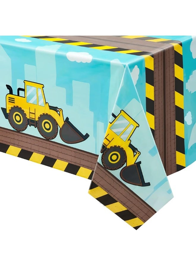 WERNNSAI Dump Truck Table Covers - 2 PCS 108''x 54'' Disposable Printed Plastic Tablecloth, Party Supplies for Kids Boys Birthday Construction Party Decorations - Image 1