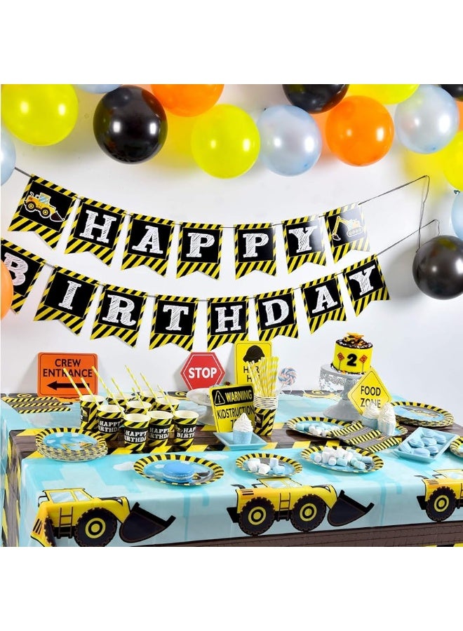 WERNNSAI Dump Truck Table Covers - 2 PCS 108''x 54'' Disposable Printed Plastic Tablecloth, Party Supplies for Kids Boys Birthday Construction Party Decorations - Image 2