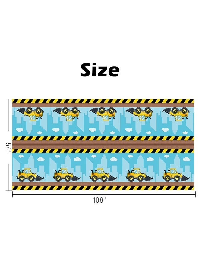 WERNNSAI Dump Truck Table Covers - 2 PCS 108''x 54'' Disposable Printed Plastic Tablecloth, Party Supplies for Kids Boys Birthday Construction Party Decorations - Image 3