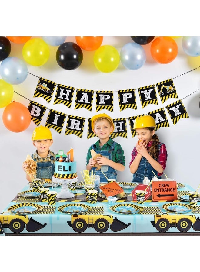 WERNNSAI Dump Truck Table Covers - 2 PCS 108''x 54'' Disposable Printed Plastic Tablecloth, Party Supplies for Kids Boys Birthday Construction Party Decorations - Image 4