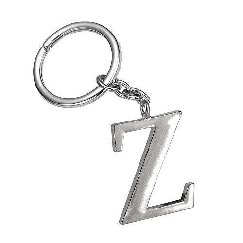 Monnel Z546_B Adorable Alphabet Initial Letter Z Keychain Key Ring (Silver) - Image 1