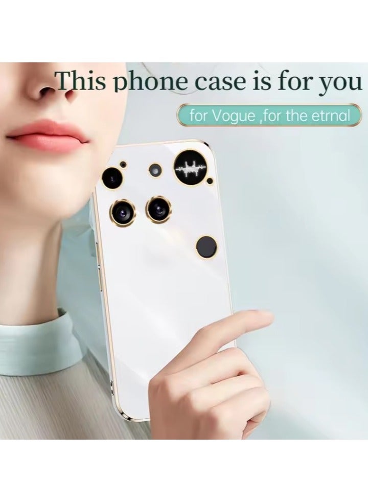 Plated Gold Edge Slim Soft TPU Protective Phone Cover for Nothing Phone 3-White - Image 2