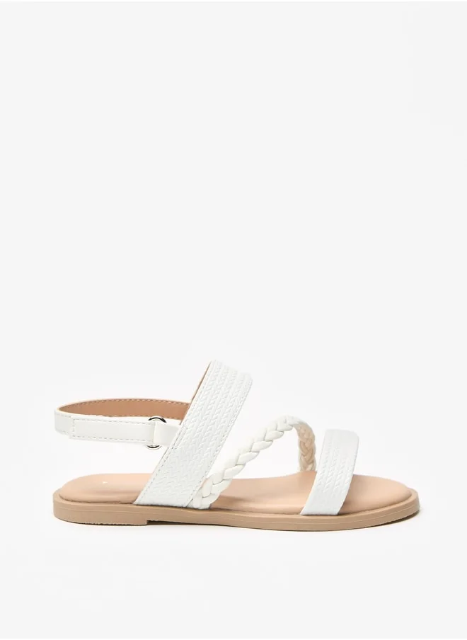 Flora Bella By Shoexpress Textured Sandals with Hook and Loop Closure