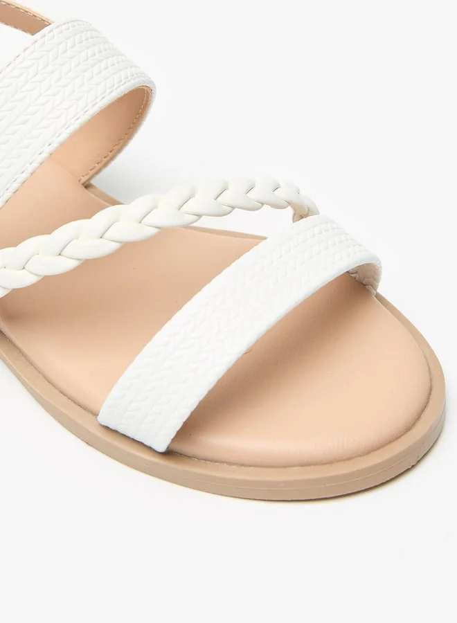 Flora Bella By Shoexpress Textured Sandals with Hook and Loop Closure