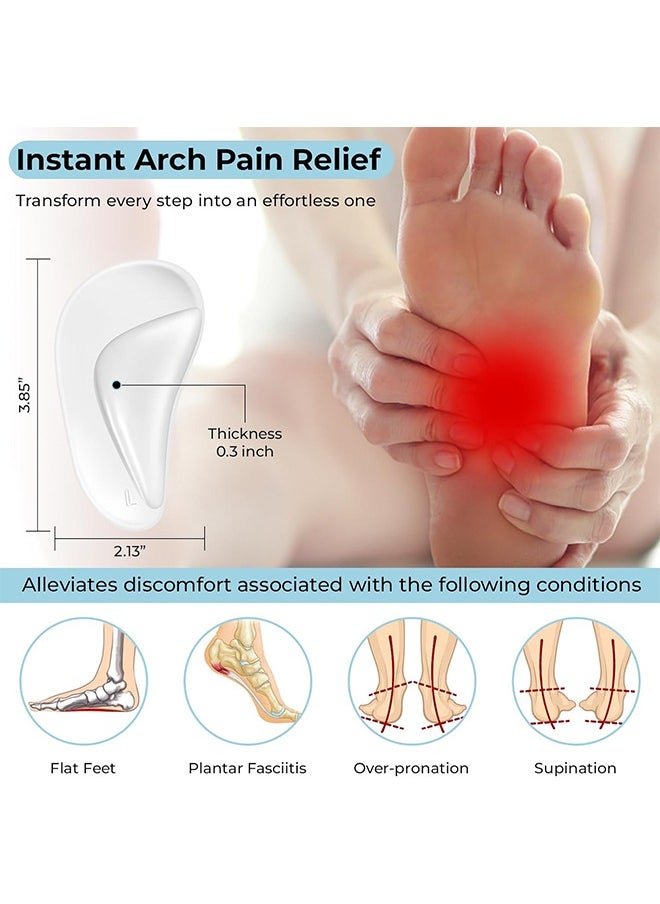 HY Reusable Arch Support Inserts for Plantar Fasciitis Relief, Self-Adhesive Arch Support Insoles for Flat Feet, Thicken Gel Foot Arch Support Insoles for Women and Men to Relieve Feet Pressure- 4 Pairs  - Image 2