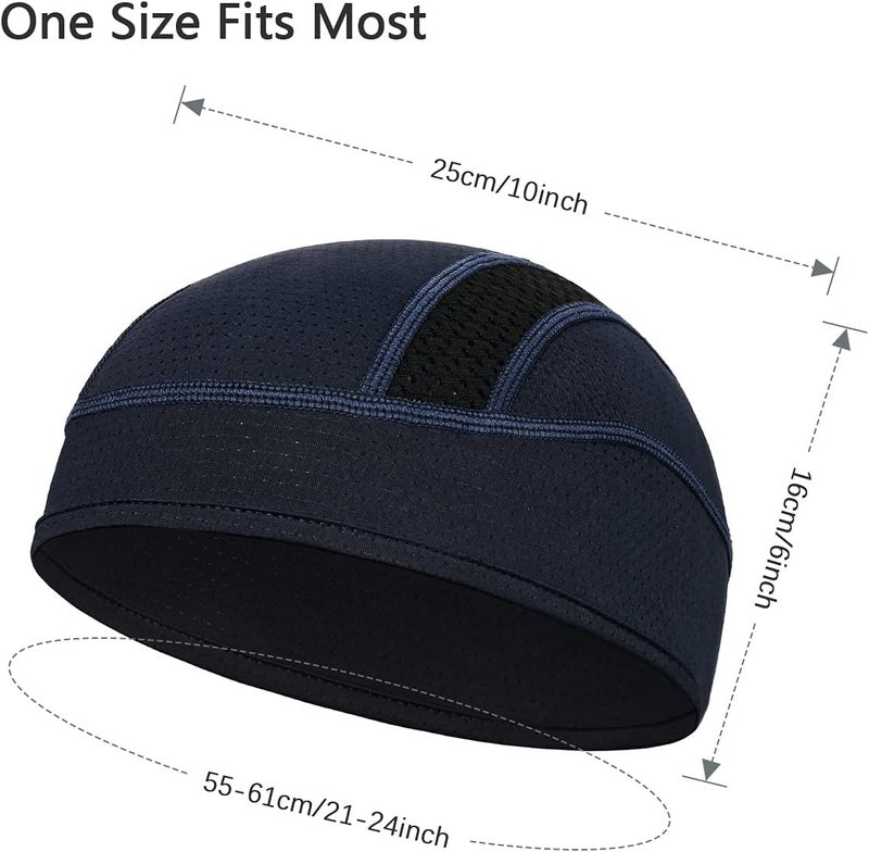 MELASA Cooling Mesh Cycling Skull Cap Helmet Liner - Black - Image 5