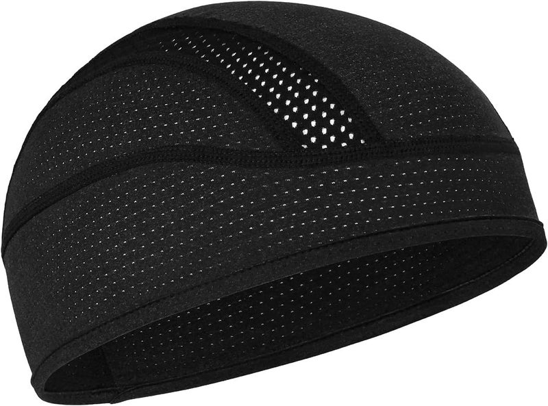 MELASA Cooling Mesh Cycling Skull Cap Helmet Liner - Black - Image 1
