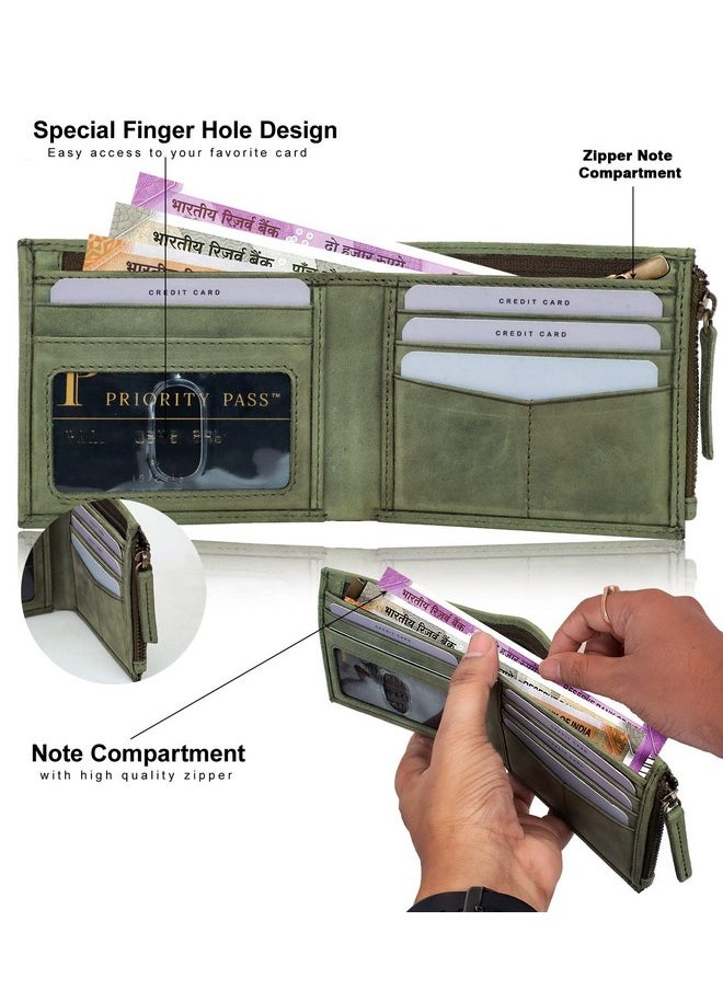 Rigohill - RIGOHILL Cuba Olive Leather Wallet for Men | RFID Blocking Mens Wallet | Wallets Men Leather - Image 1