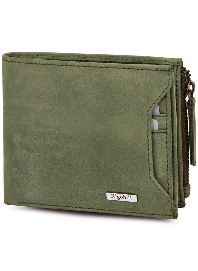 Rigohill - RIGOHILL Cuba Olive Leather Wallet for Men | RFID Blocking Mens Wallet | Wallets Men Leather - Image 1