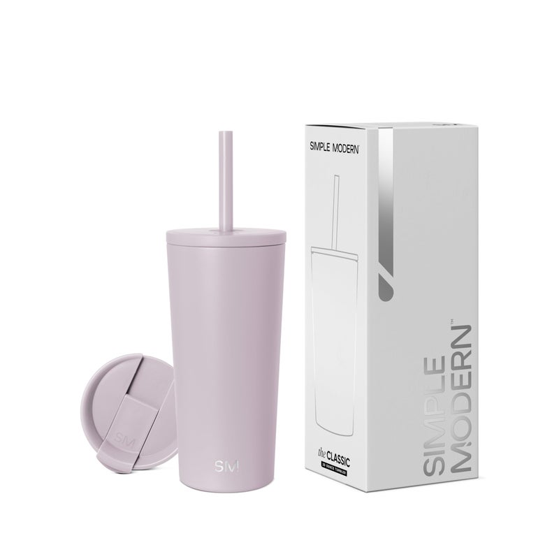 Simple Modern Insulated Tumbler with Lid and Straw | Iced Coffee Cup Reusable Stainless Steel Water Bottle Travel Mug | Gifts for Women Men Her Him | Classic Collection | 20oz | Lavender Mist - Image 1