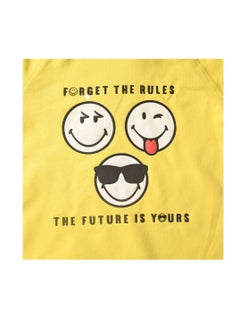 SMILEY Smiley World Yellow Sweatshirt for Kids, Forget the Rules Print, 100% Cotton  - Image 3