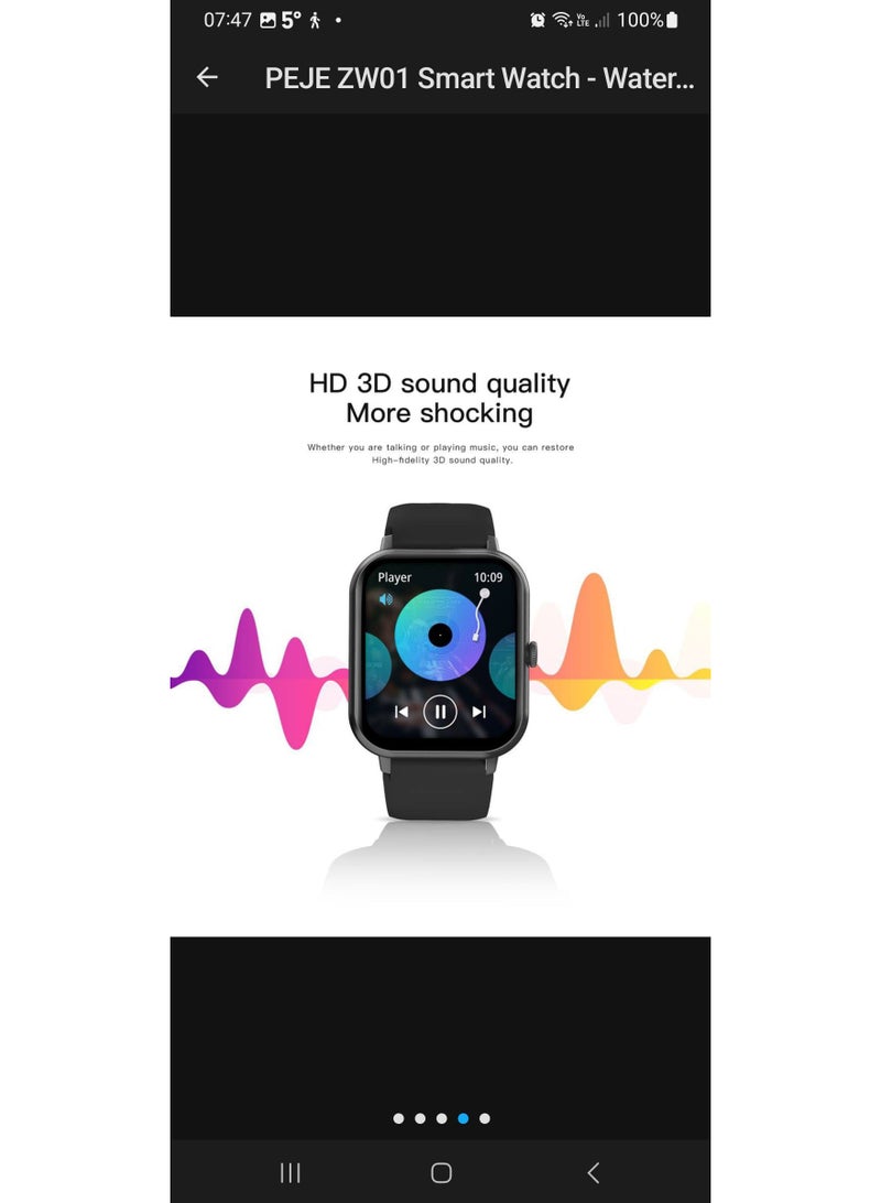 PEJE Smart Watch,1.83" HD Display,Prayer Alerts & Arabic Support, SpO2/Heart Rate/Sleep Monitor,IP68 Waterproof,Bluetooth Calling + Extra Strap-Compatible with iOS & Android multicolor - Image 4