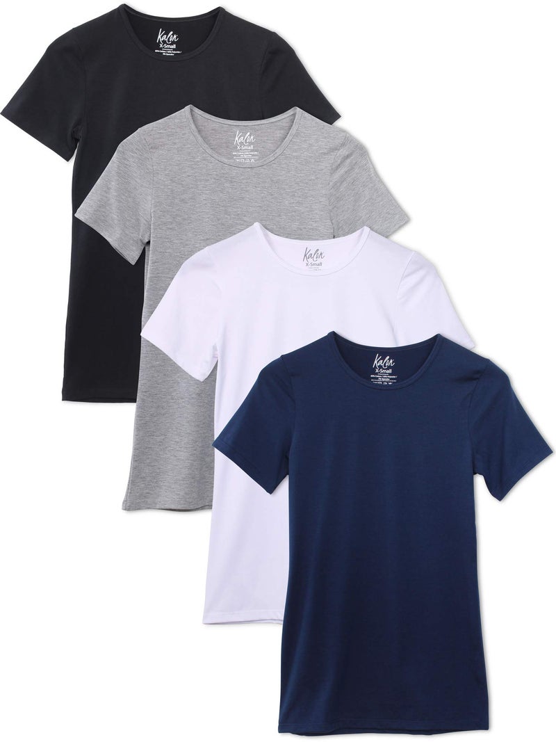 Kalon Womens 4Pack Crewneck TShirt Base Layer XSmall Basics