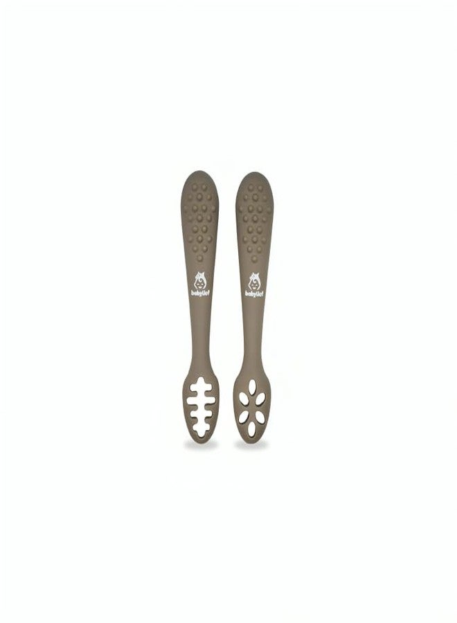 Babylief™ Baby Training Spoons, Silicone Self-Feeding Spoons, Multicolor (Olive Green) - Image 1